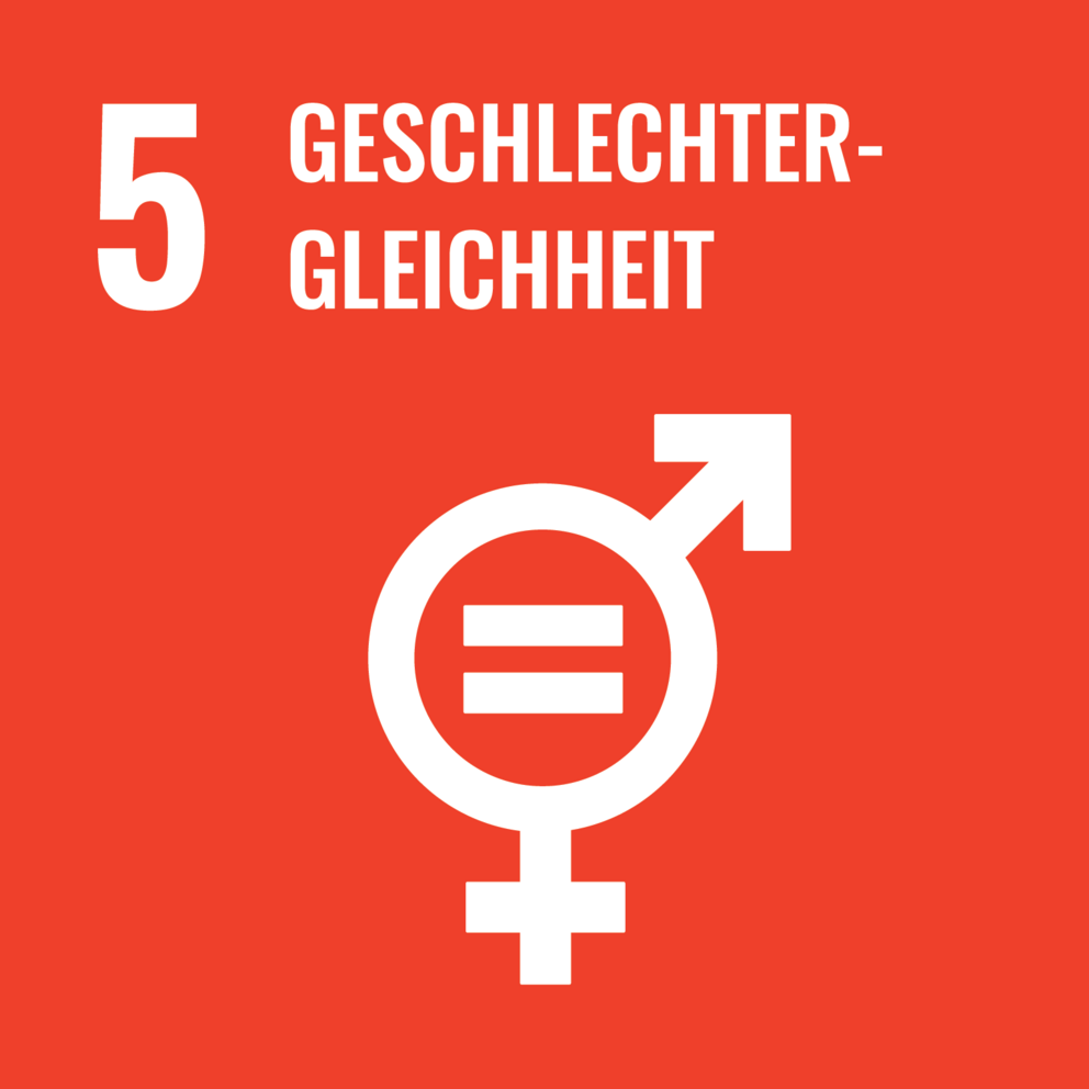 Rotes Logo mit dem Geschlechter Zeichen und dem Schriftzug Gender Equality