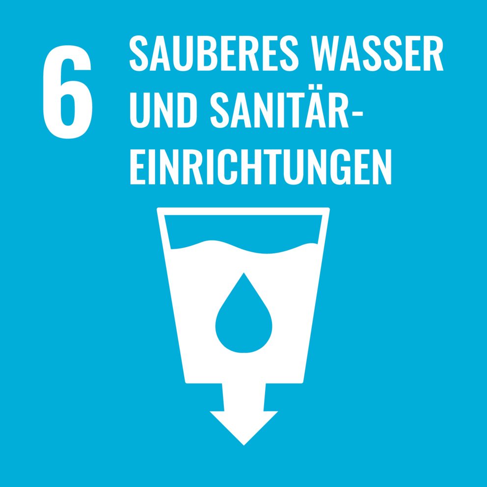 Blaues Logo mit einen Wassersymbol und dem Schriftzug Sauberes Wasser und Sanitär Einrichtungen