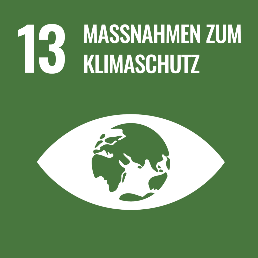 Grünes Logo mit einem Augen Sympol und der Schrift Massnahmen zum Klimaschutz