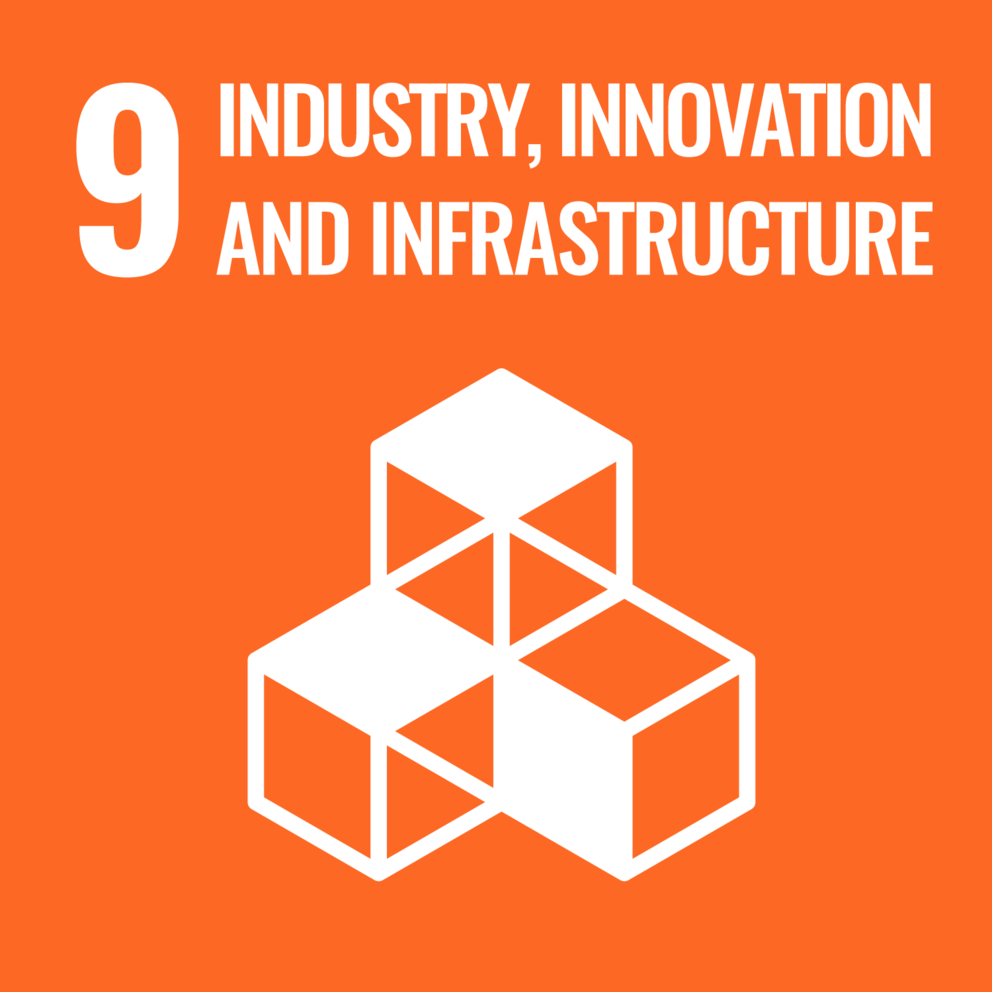 Orange logo with a cube symbol and the words Industry, Innovation and Infrastructure