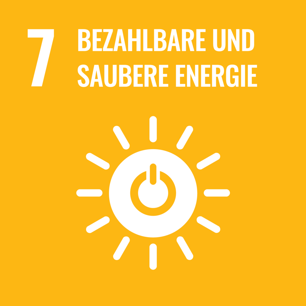 Gelbes Logo mit einem Sonnensymbol und der Schrift Bezahlbare und saubere Energie